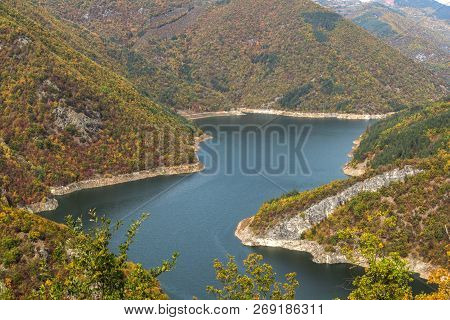 Amazing Autumn Landscape Of Tsankov Kamak Reservoir, Smolyan Region, Bulgaria