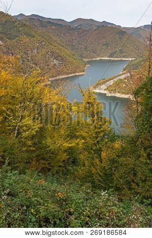 Amazing Autumn Landscape Of Tsankov Kamak Reservoir, Smolyan Region, Bulgaria