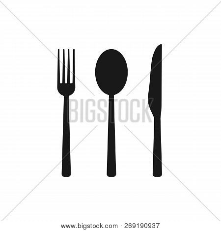 Cultery Icon, Knife Fork Spoon Sign. Flat Design, Vector Illustration.