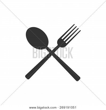 Cultery Icon, Fork Spoon Sign. Flat Design, Vector Illustration.