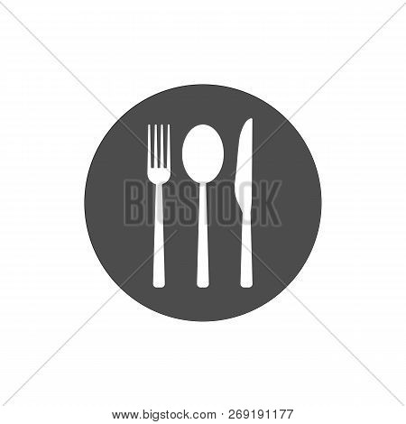 Cultery Icon, Knife Fork Spoon Sign. Flat Design, Vector Illustration.