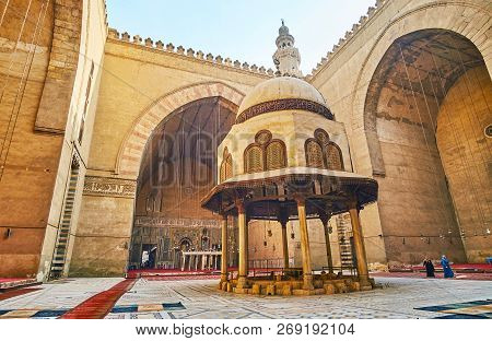 Cairo, Egypt - December 21, 2017: The Scenic Ablution Fountain In Court Of Sultan Hassan Mosque-madr