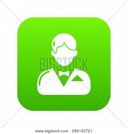 Croupier Icon Green Vector Isolated On White Background