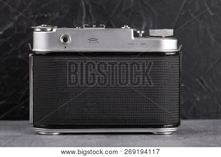 Moscow, Russia, September 12, 2017. The Old Soviet Medium Format Rangefinder Camera Iskra-2, Release