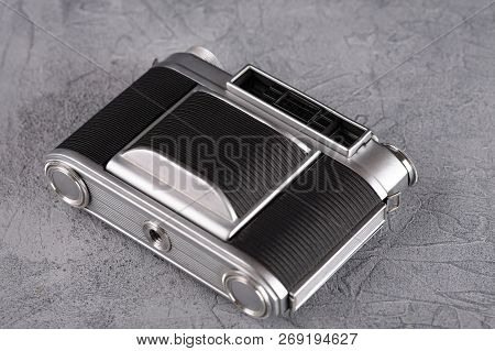 Moscow, Russia, September 12, 2017. The Old Soviet Medium Format Rangefinder Camera Iskra-2, Release