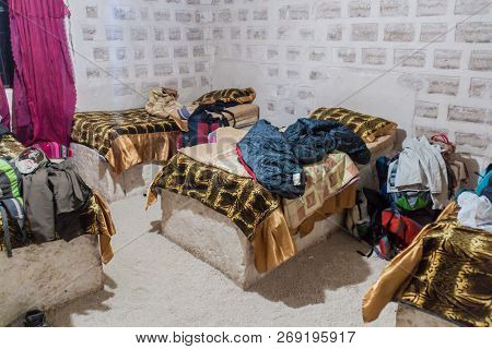 Puerto Chuvica, Bolivia - April 16, 2015: Interior Of A Hotel Made Of Salt Near Salt Plain Salar De 