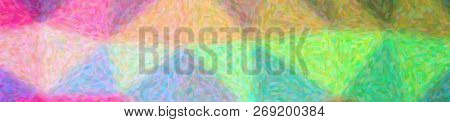 Illustration Of Abstract Green, Yellow, Green And Red Impressionist Pointlilism Banner Background