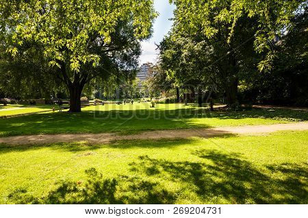 Hamburg, Germany - August 16, 2016 - View Of The Planten Un Blomen Park, The Popular Relaxing And Sp