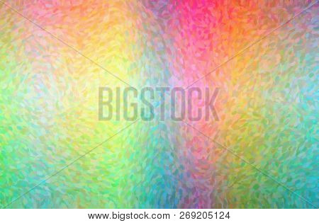 Illustration Of Abstract Orange, Green, Blue, Yellow, Red Impressionist Pointlilism Horizontal Backg