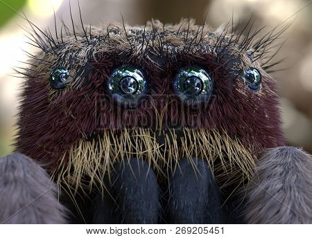 Salticus Scenicus Jumping Spider Macro 3d Illustration