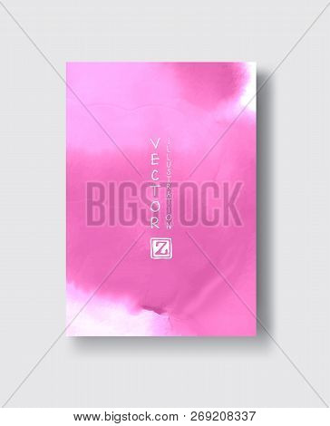 Elegant Brochure Template Design With Pink Ink Brush Elements. Abstract Decoration. Vector Illustrat