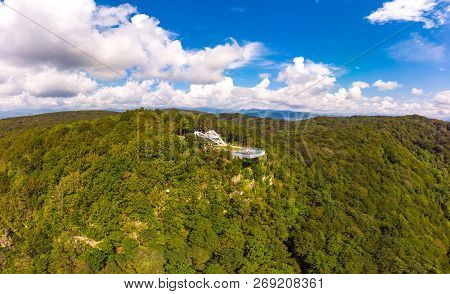 Kutaisi, Georgia. Beautiful Top View To Glass Bottomed Observation Platform With Clear Floor At High