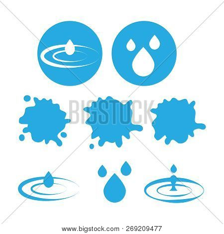 Set Of Water Icons. Aqua Drop Element Vector Illustration