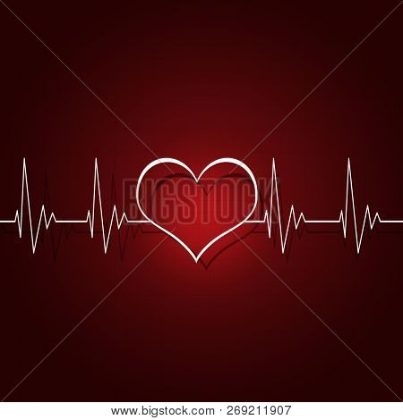 Heart Cardiogram Red Background