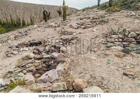 Remnants Of Tombs At Pre-columbian Fortification Pucara Near Tilcara Village In Quebrada De Humahuac