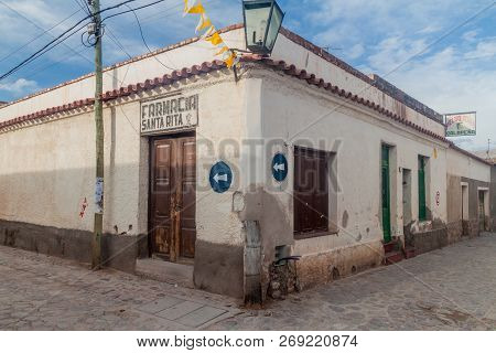 Humahuaca, Argentina - April 12, 2015 Pharmacy In Humahuaca Village Argentina