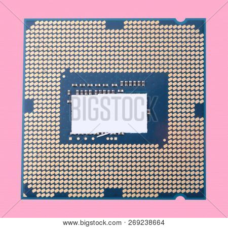 Central Processor Unit Isolated On Pink Background At Dry Sunny Day