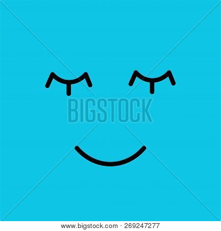 Sleeping Funny Emotion Emoji Face. Smile Face On Blue Background. Simple Emoticons Pictograms. Vecto