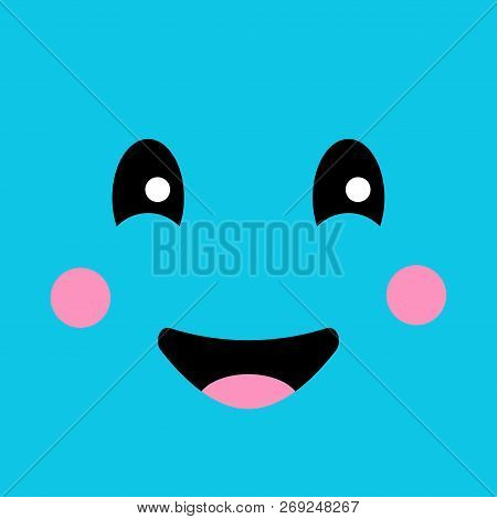 Laughing Funny Emotion Emoji Face. Smile Face On Color Background. Simple Emoticons Pictograms. Vect