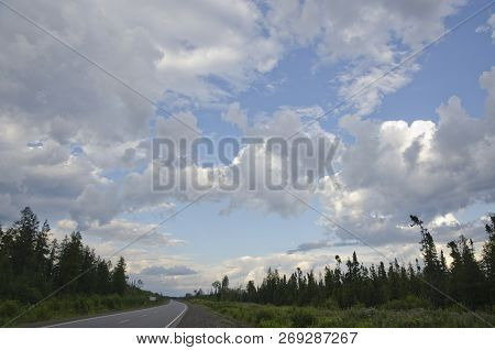 Transcanada Highway Under Cloudy Sky At Sunset