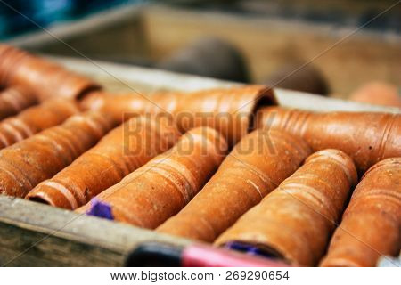 Varanasi India November 10, 2018 Closeup Of Chillums Sold In A Shop Located Near The Ghats Of Varana