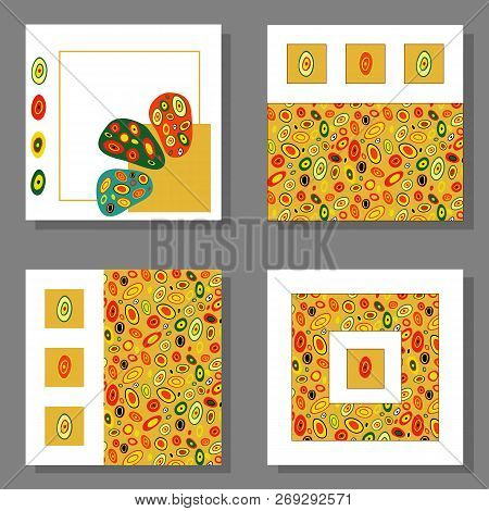 Set Of Four Bright Vector Square Cards.