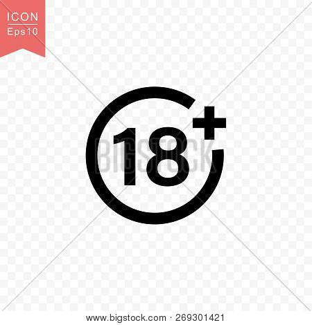 Plus 18 Years Movie Icon Simple Silhouette Flat Style Vector Illustration On Transparent Background.