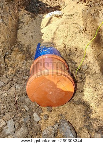 City Construction Of Portable Water Supply Pipeline With End Cover. Construction Of Drinking Water P