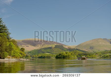 Ferry Crossing Derwentwater Near Keswick, Beneath The Slopes Of Skiddaw, Lake District