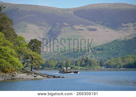 Ferry Crossing Derwentwater Near Keswick, Beneath The Slopes Of Skiddaw, Lake District
