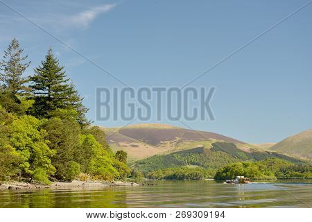 Ferry Crossing Derwentwater Near Keswick, Beneath The Slopes Of Skiddaw, Lake District