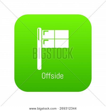 Offside Icon Green Vector Isolated On White Background