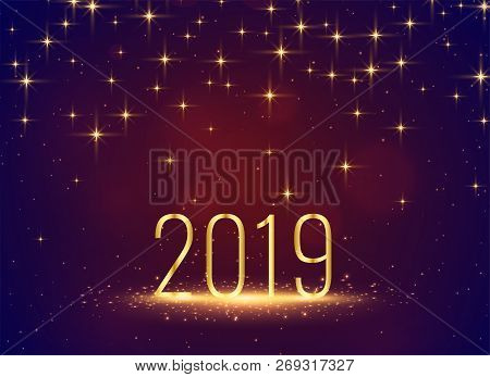 Beautiful 2019 Sparkles Stars Celebration Background Vector Illustration
