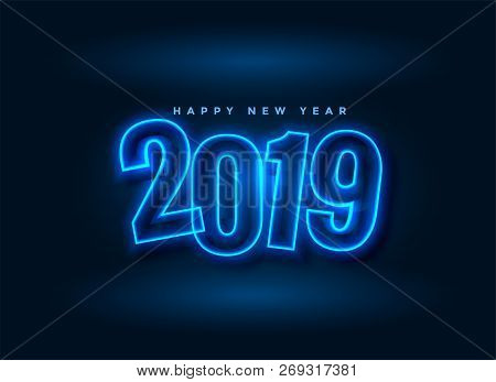 Neon Style 2019 New Year Background Vector Illustration