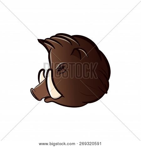 Angry Aper Head Isolated On White Background. Boar With Fangs Face Vector For Your Design.