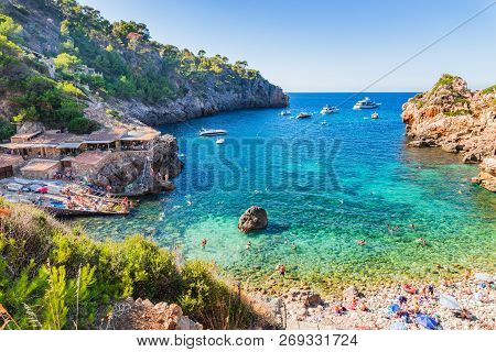 Beautiful Beach Of Cala Deia On Mallorca Island, Spain Mediterranean Sea