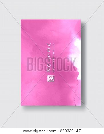 Elegant Brochure Template Design With Pink Ink Brush Elements. Abstract Decoration. Vector Illustrat