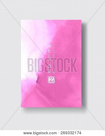 Elegant Brochure Template Design With Pink Ink Brush Elements. Abstract Decoration. Vector Illustrat