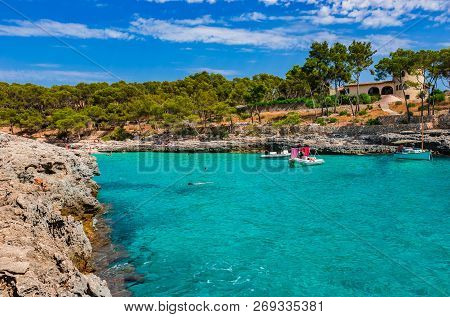 Beautiful Bay Of Calo Des Burgit On Majorca, Spain Mediterranean Sea