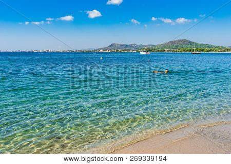 Picturesque Beach Cala Sa Marjal, Es Ribells At The Seaside Of Majorca, Spain Balearic Islands