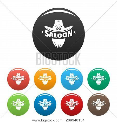 Saloon Texas Hat Icons Set 9 Color Vector Isolated On White For Any Design