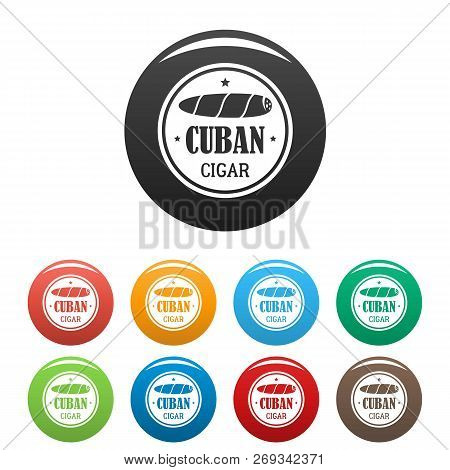 Original Cuban Cigar Icons Set 9 Color Vector Isolated On White For Any Design