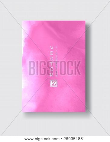 Elegant Brochure Template Design With Pink Ink Brush Elements. Abstract Decoration. Vector Illustrat