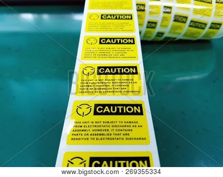 Yellow Caution Label,standard Caution Label With Text 