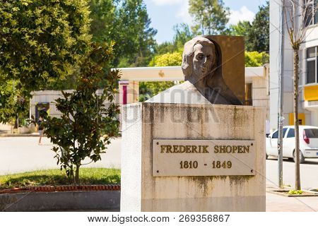 Tirana, Albania - 01 July 2014: Monument To Fryderyk Chopin In Tirana. Polish Composer And Virtuoso 