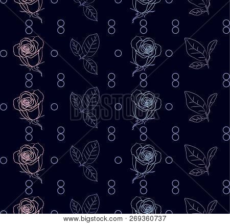 Seamless Pattern With Roses And Bubbles. Vector Illustration