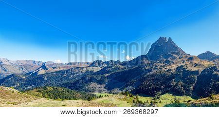 View Of Mountain Of Pic Du Midi Ossau In Autumn, France, Pyrenees