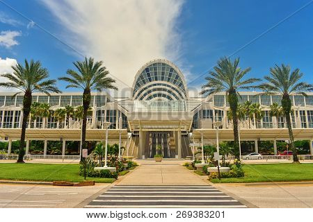 Orlando, Florida; July 27, 2018 Convention Center , Beatiful Blue Sky Backround In International Dri