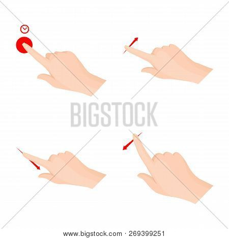 Vector Illustration Of Touchscreen And Hand Symbol. Set Of Touchscreen And Touch Vector Icon For Sto