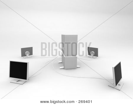 Server e quattro monitor
